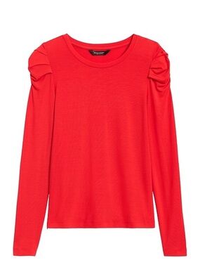 Banana Republic Women’s Red Threadsoft Puff Long-Sleeve T-Shirt Size M NWT